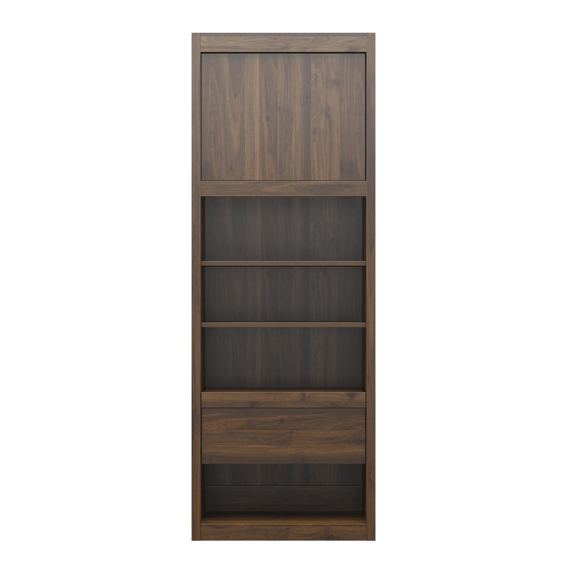Paramount Single Side Cabinet for Wall Beds with Pullout Nightstand and Storage - Columbia Walnut
