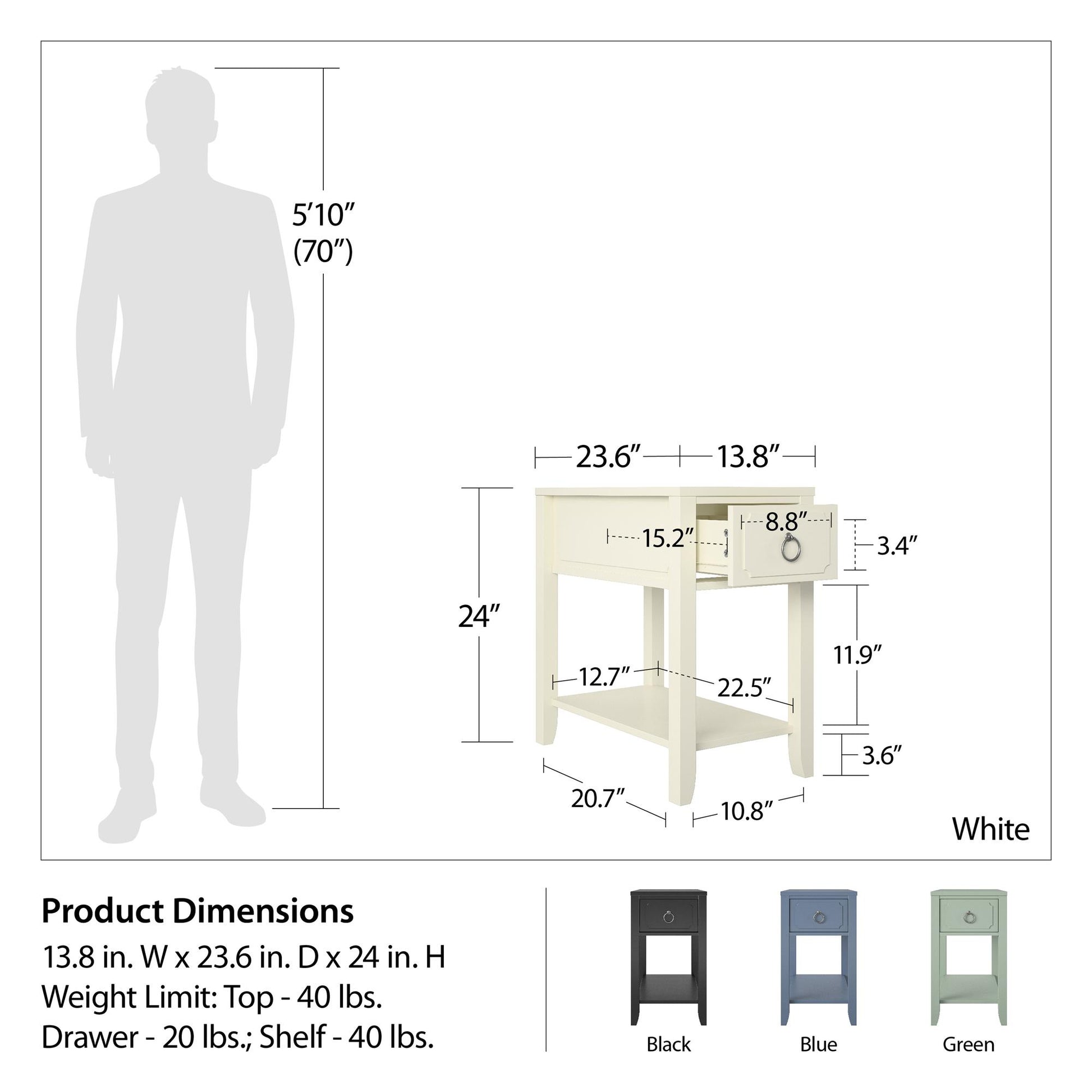 Her Majesty Narrow Side Table - Pale Green