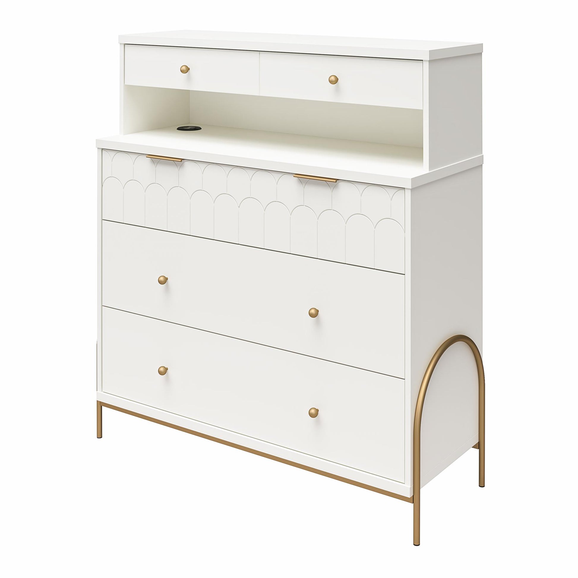 Anastasia 4 Drawer Dresser with Hutch - White