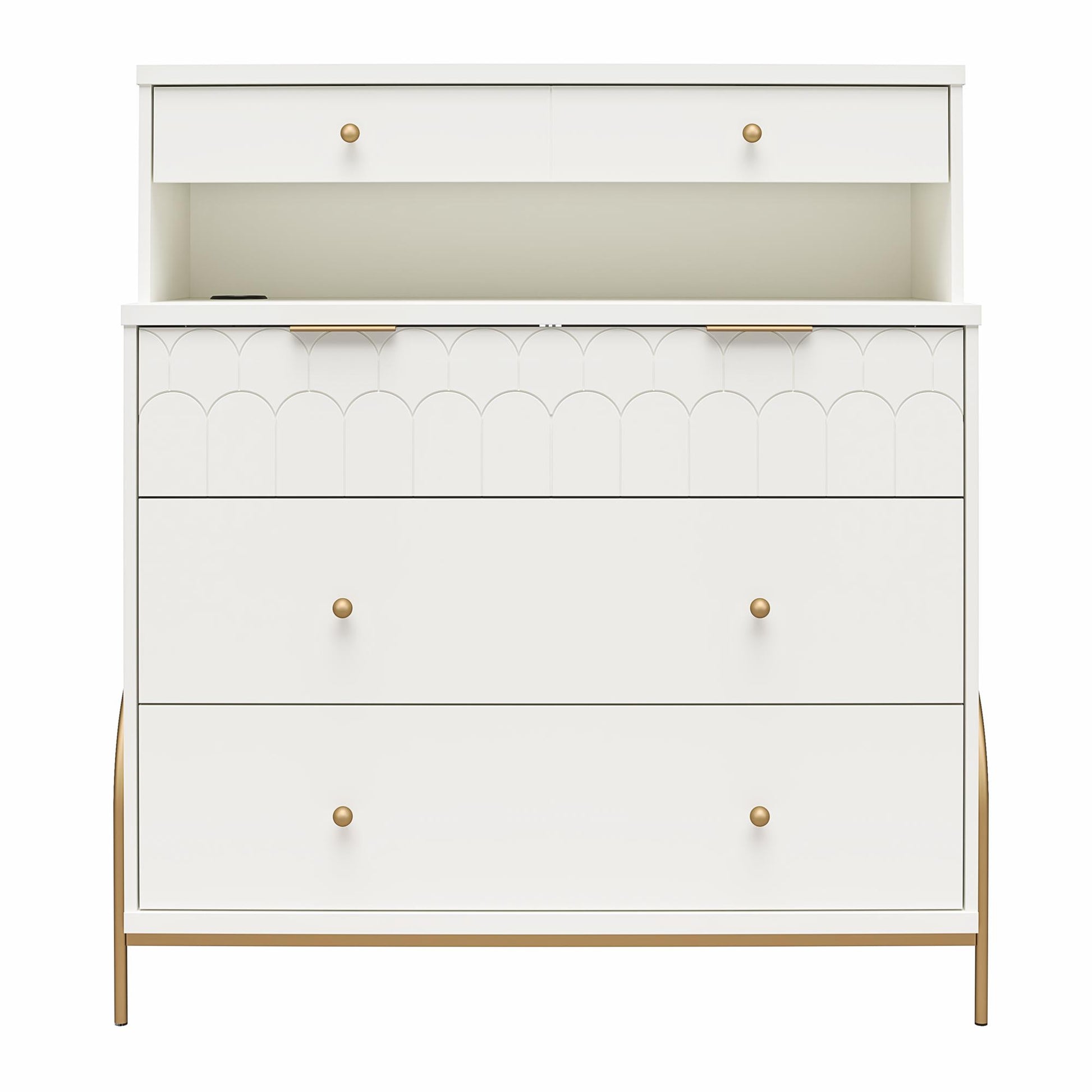 Anastasia 4 Drawer Dresser with Hutch - White