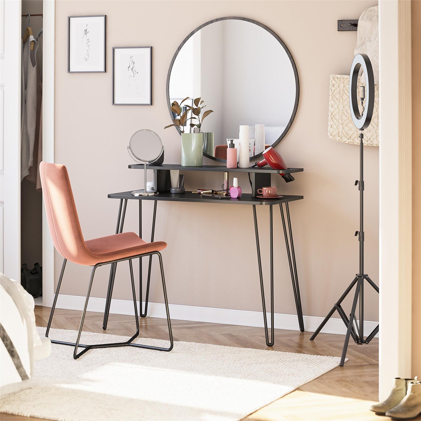 Kimberly At Home Vanity - Black Oak