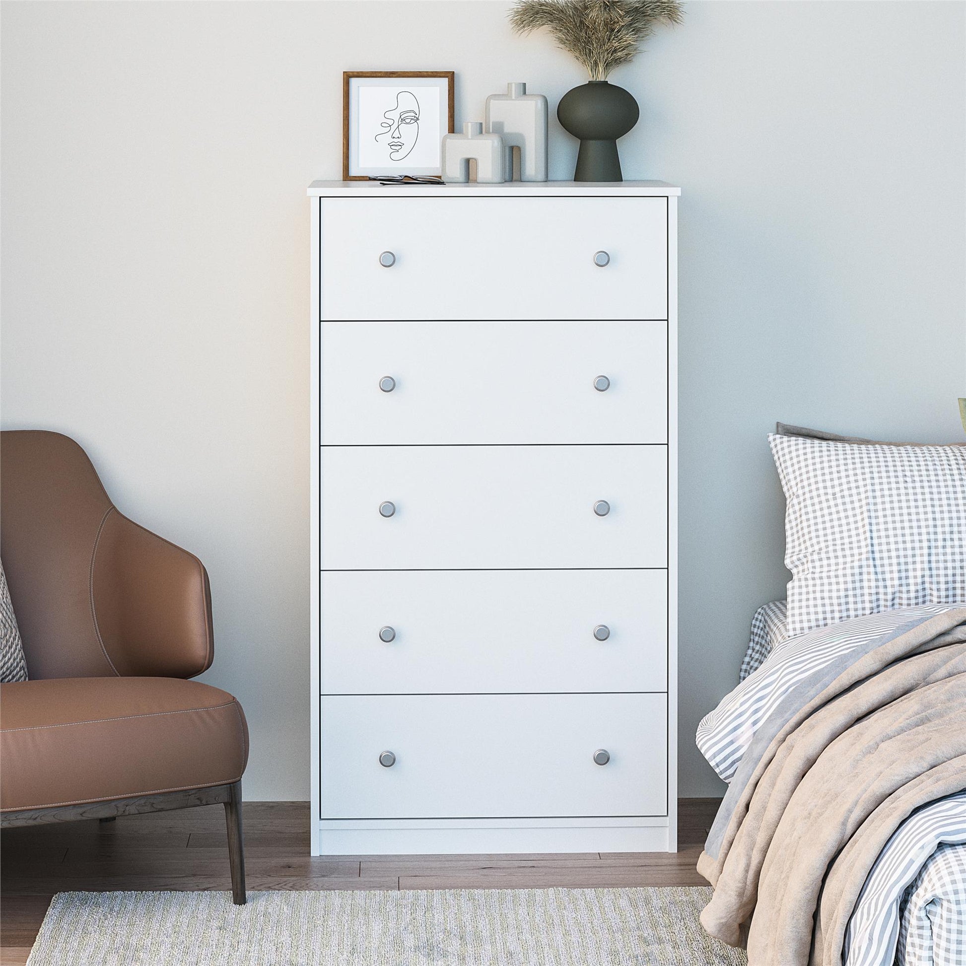 Ellwyn Tall 5 Drawer Dresser - White