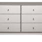 Rowan Valley Flint 6 Drawer Dresser with Solid Wood Angled Feet - Gray