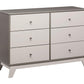 Rowan Valley Flint 6 Drawer Dresser with Solid Wood Angled Feet - Gray