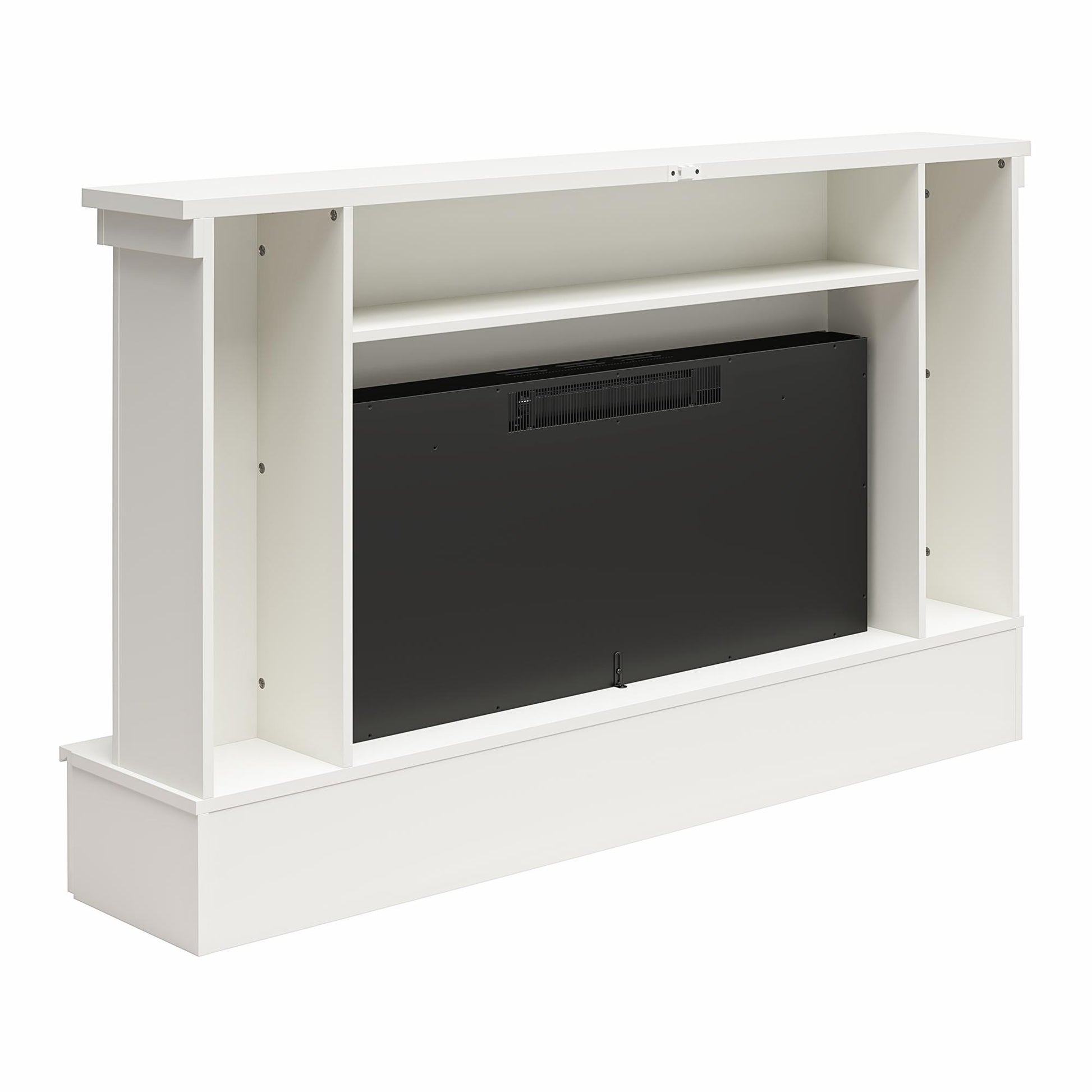 Hathaway Wide Shiplap Mantel with Linear Electric Fireplace - White