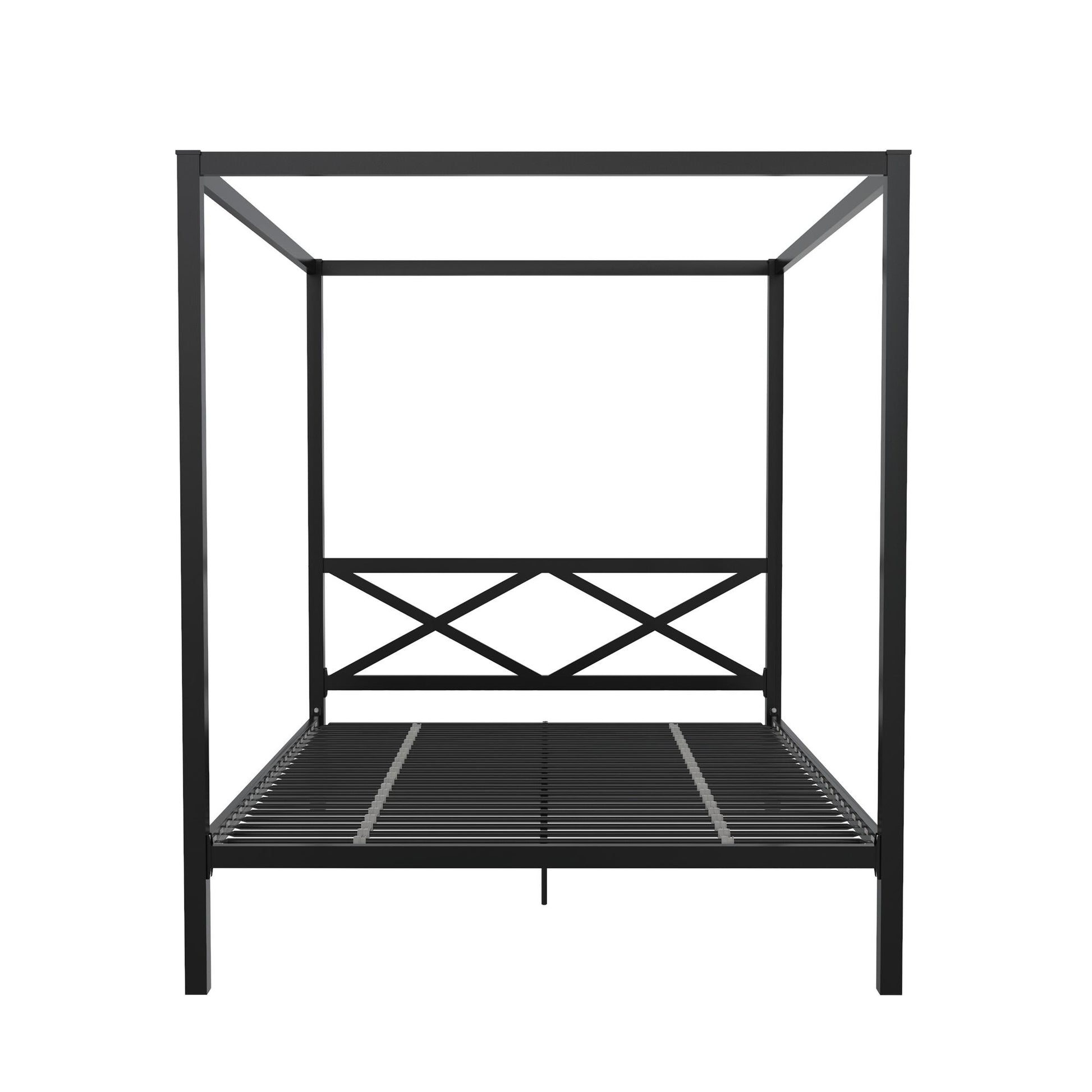 DHP Remna Queen Metal Canopy Bed, Black - Black - Queen