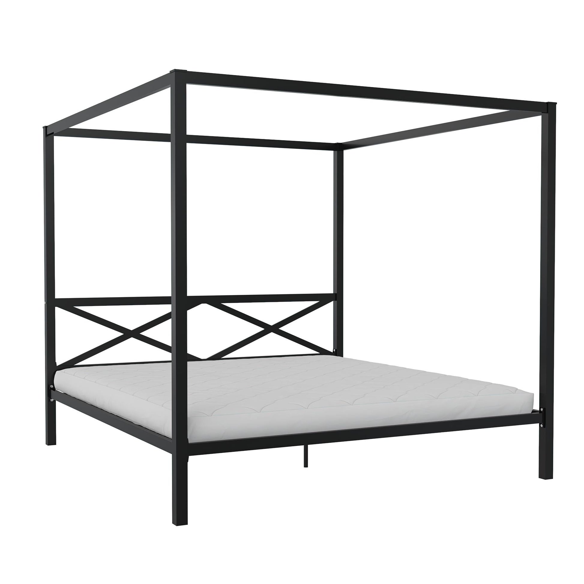 DHP Remna King Metal Canopy Bed, Black - Black - King