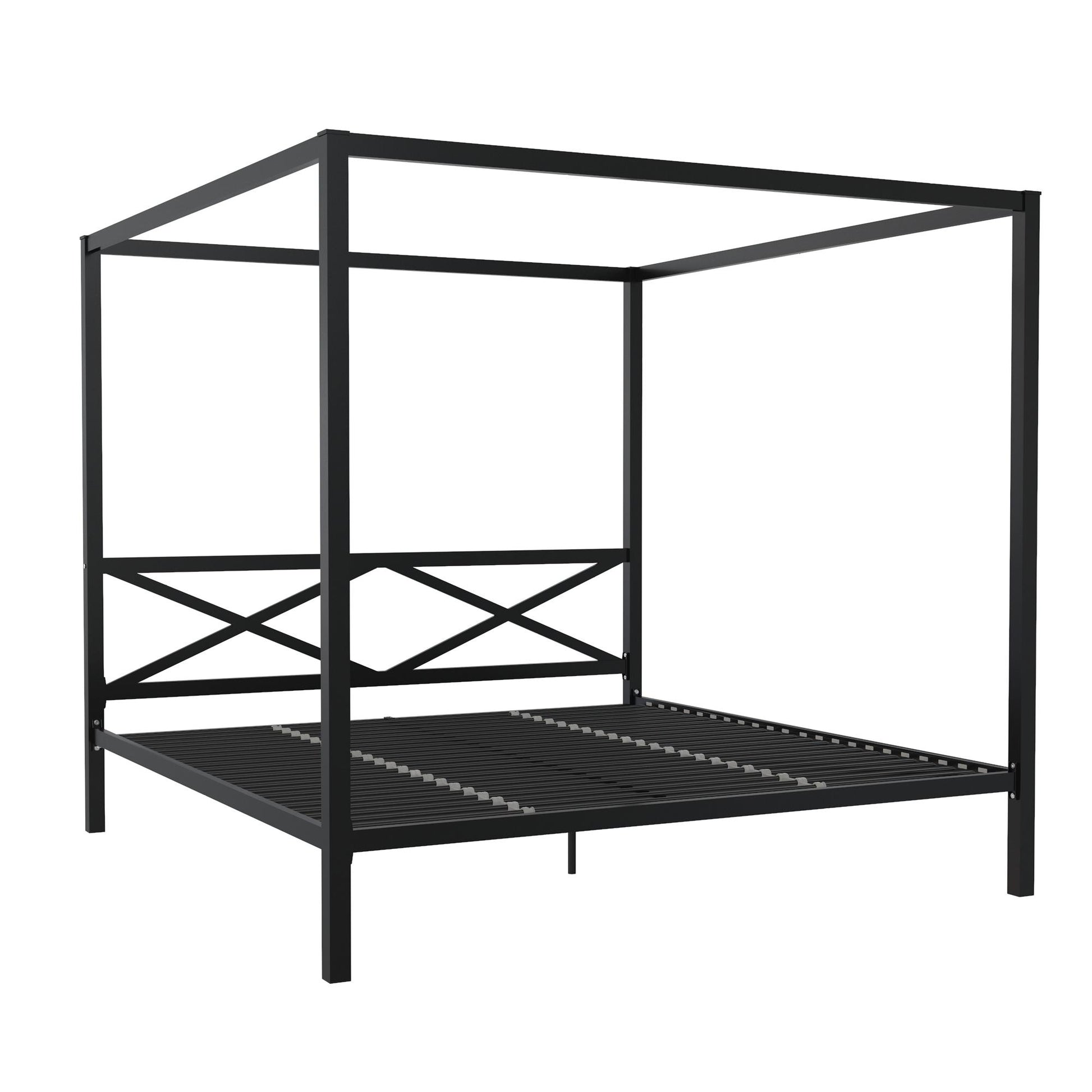 DHP Remna King Metal Canopy Bed, Black - Black - King