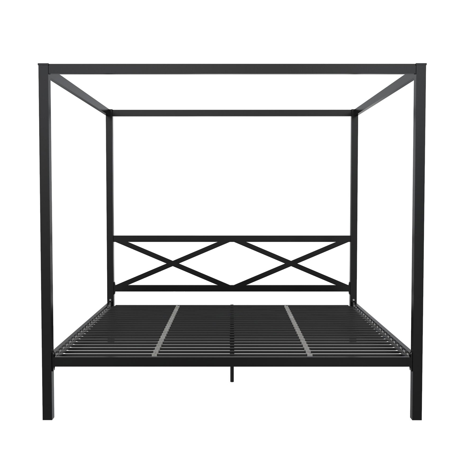 DHP Remna King Metal Canopy Bed, Black - Black - King