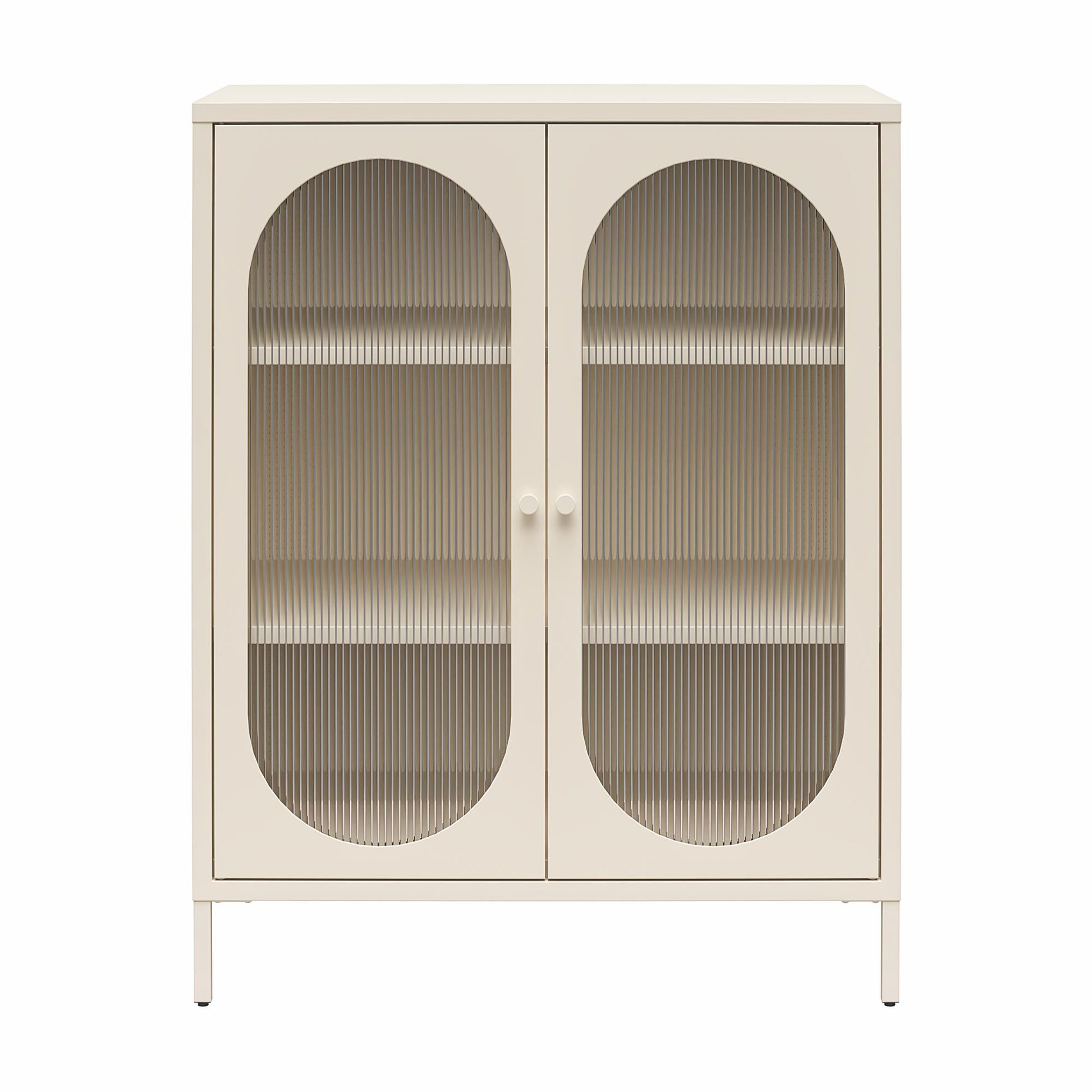 Luna Short 2 Door Accent Cabinet with Fluted Glass - Parchment