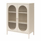 Luna Short 2 Door Accent Cabinet with Fluted Glass - Parchment