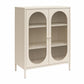 Luna Short 2 Door Accent Cabinet with Fluted Glass - Parchment