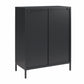 Luna Short 2 Door Accent Cabinet with Fluted Glass - Black