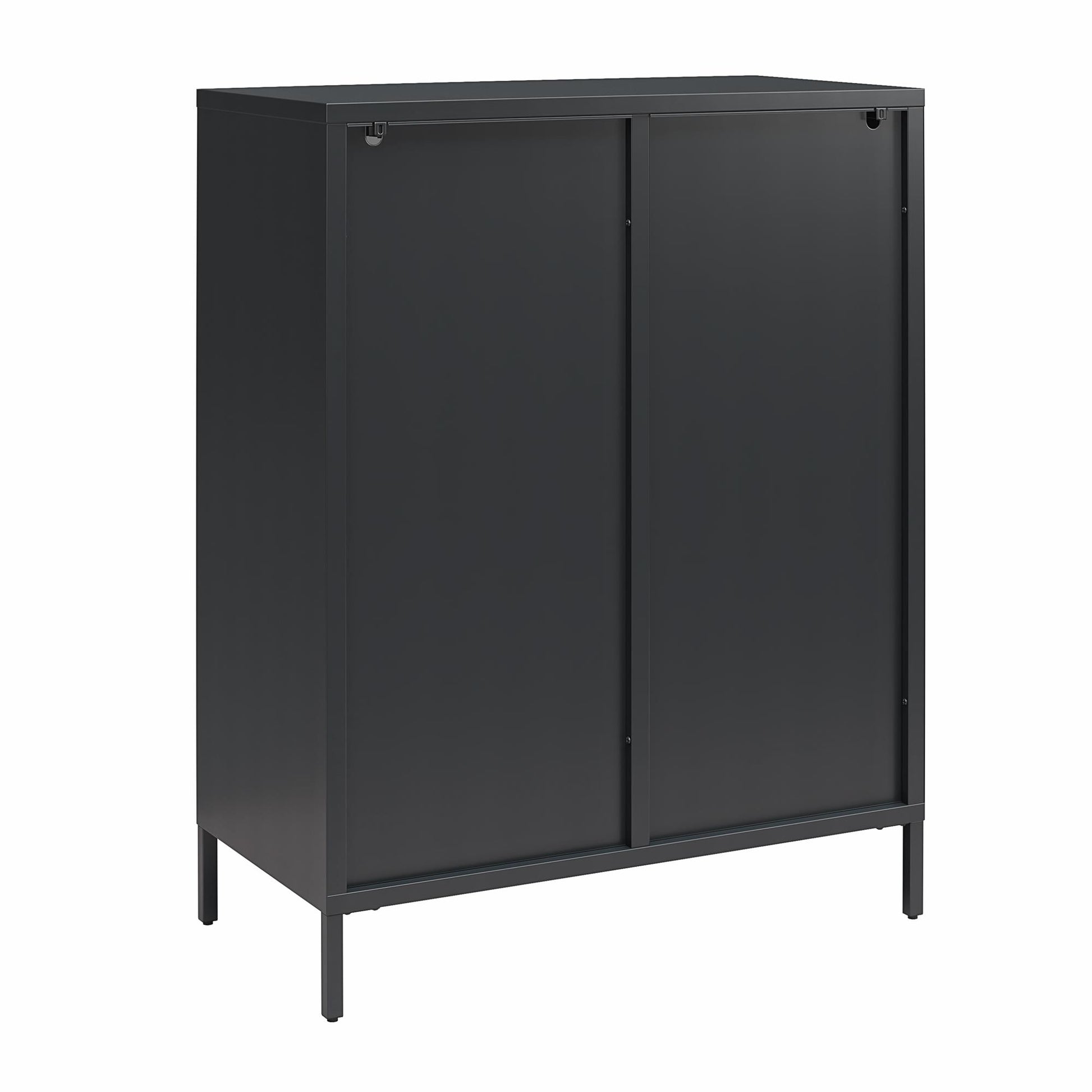 Luna Short 2 Door Accent Cabinet with Fluted Glass - Black