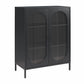 Luna Short 2 Door Accent Cabinet with Fluted Glass - Black