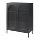 Luna Short 2 Door Accent Cabinet with Fluted Glass - Black