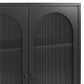 Luna Short 2 Door Accent Cabinet with Fluted Glass - Black