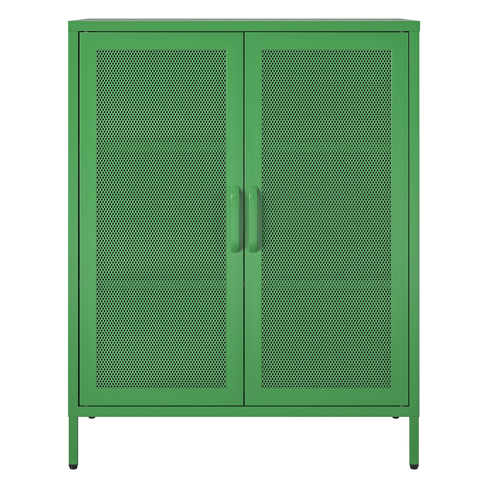 Novogratz Channing 2 Door Accent Cabinet-Mesh Metal Locker - Kelly Green