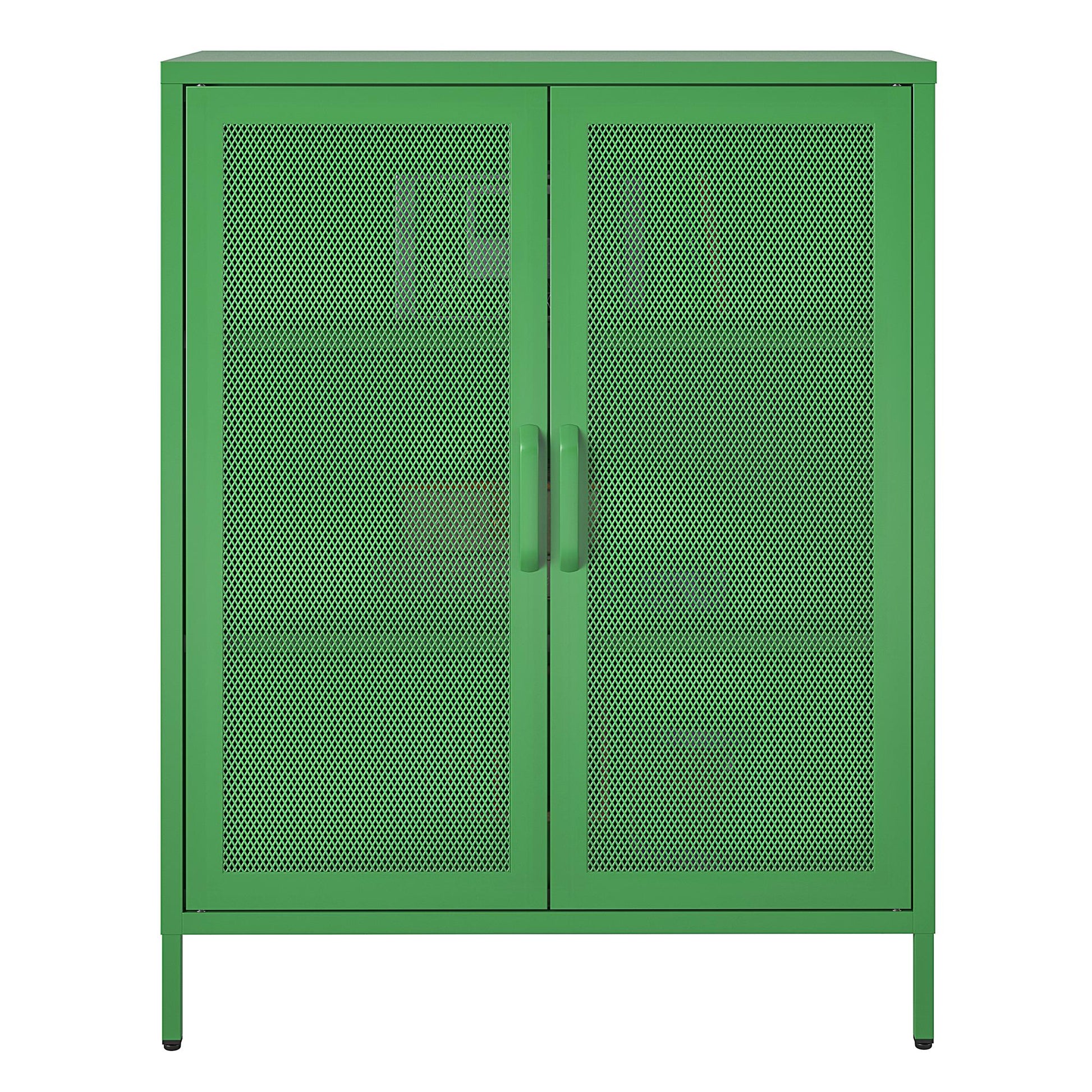 Novogratz Channing 2 Door Accent Cabinet-Mesh Metal Locker - Kelly Green