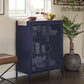 Novogratz Channing 2 Door Accent Cabinet-Mesh Metal Locker - Navy