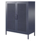 Novogratz Channing 2 Door Accent Cabinet-Mesh Metal Locker - Navy