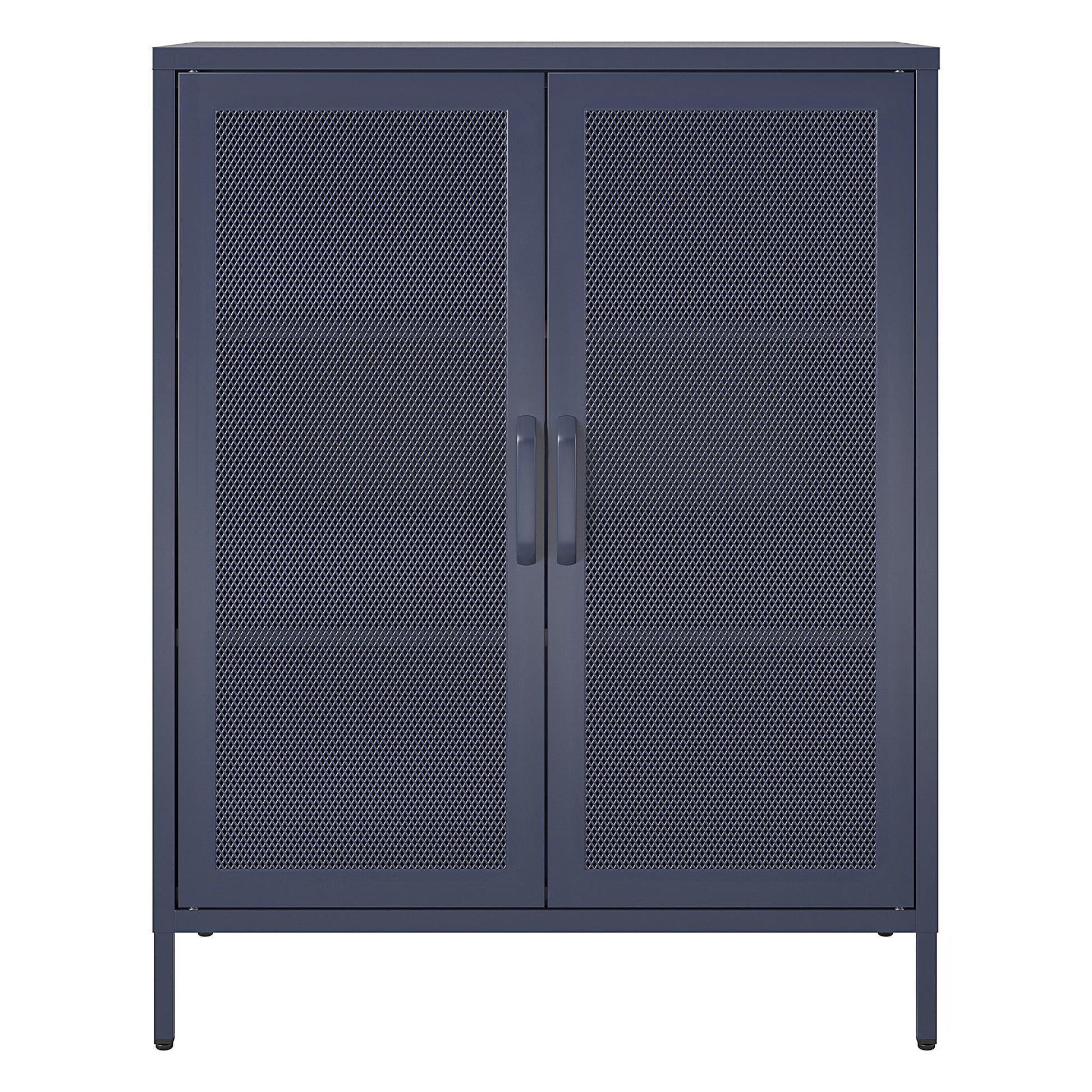Novogratz Channing 2 Door Accent Cabinet-Mesh Metal Locker - Navy