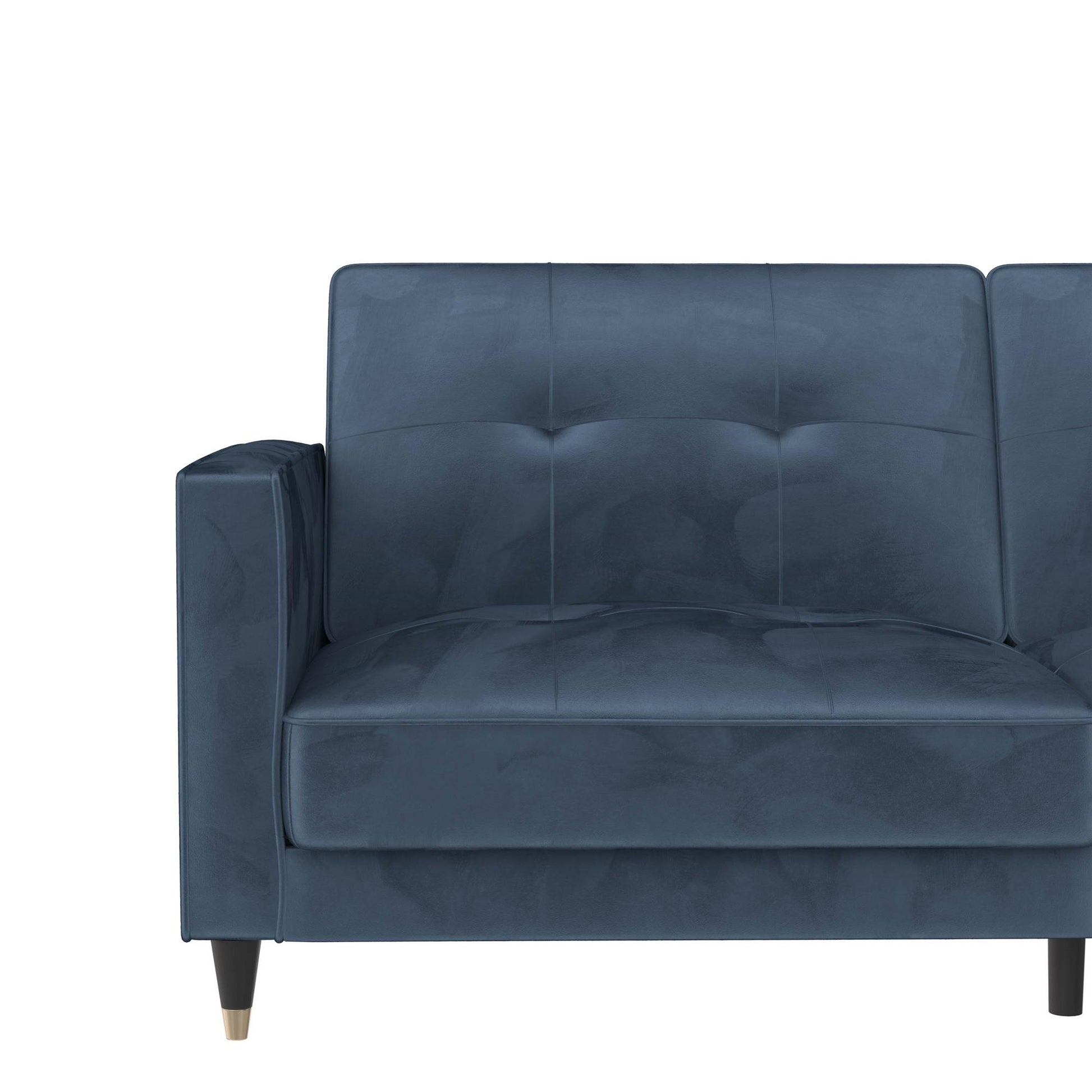 DHP Penelope Pin Tufted Futon, Blue Velvet - Blue