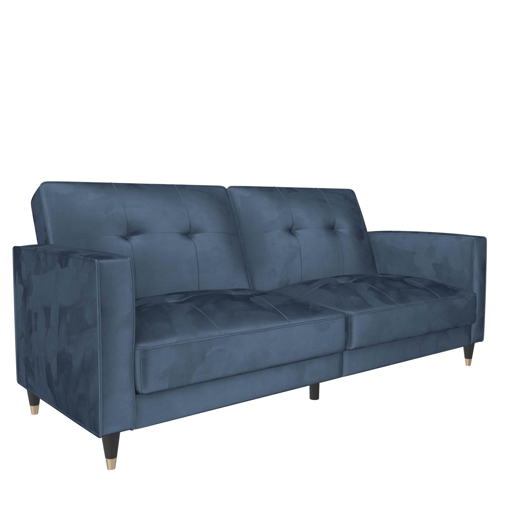 DHP Penelope Pin Tufted Futon, Blue Velvet - Blue