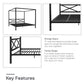 DHP Remna King Metal Canopy Bed, Black - Black - King