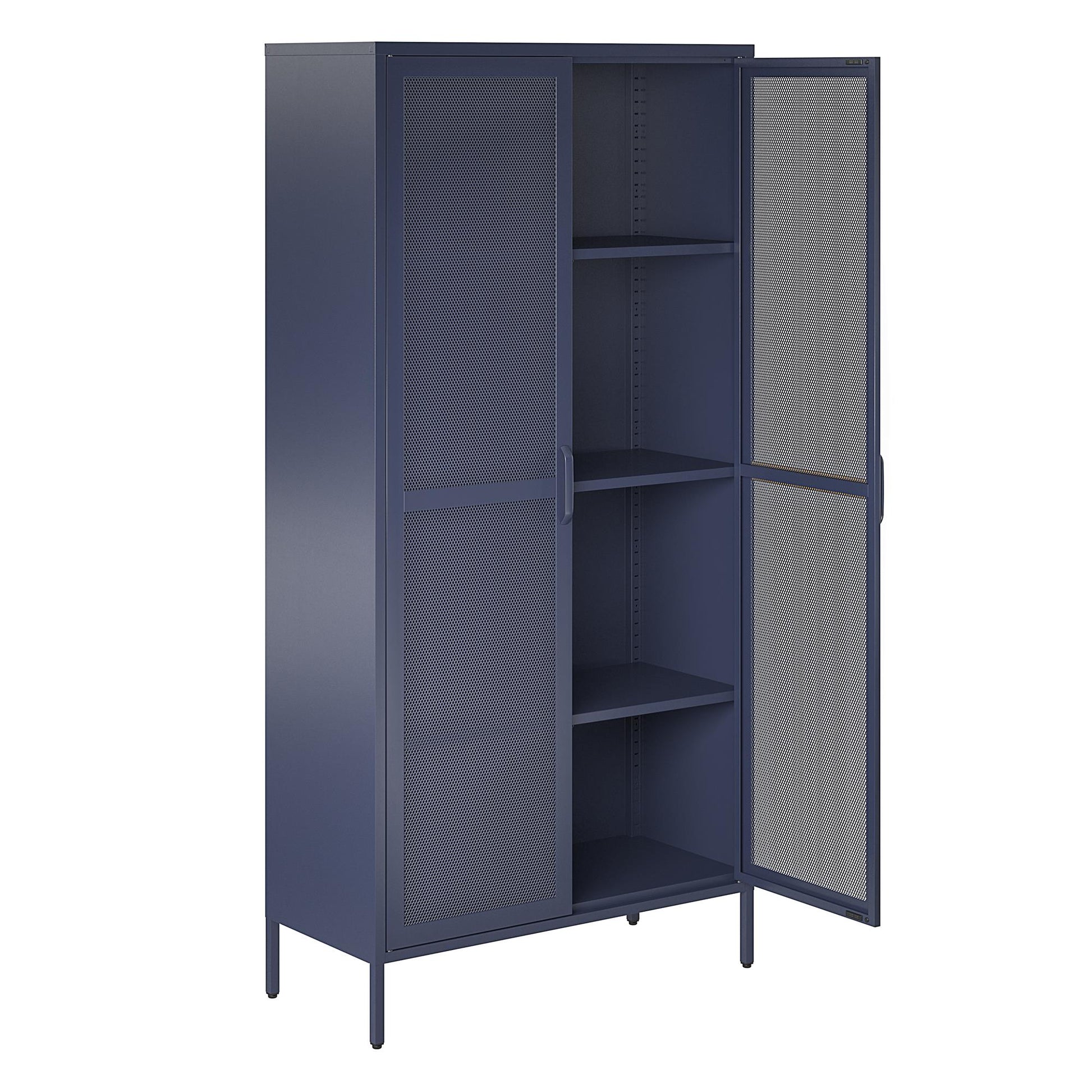 Novogratz Channing Tall 2 Door Storage Cabinet-Mesh Metal Locker - Navy