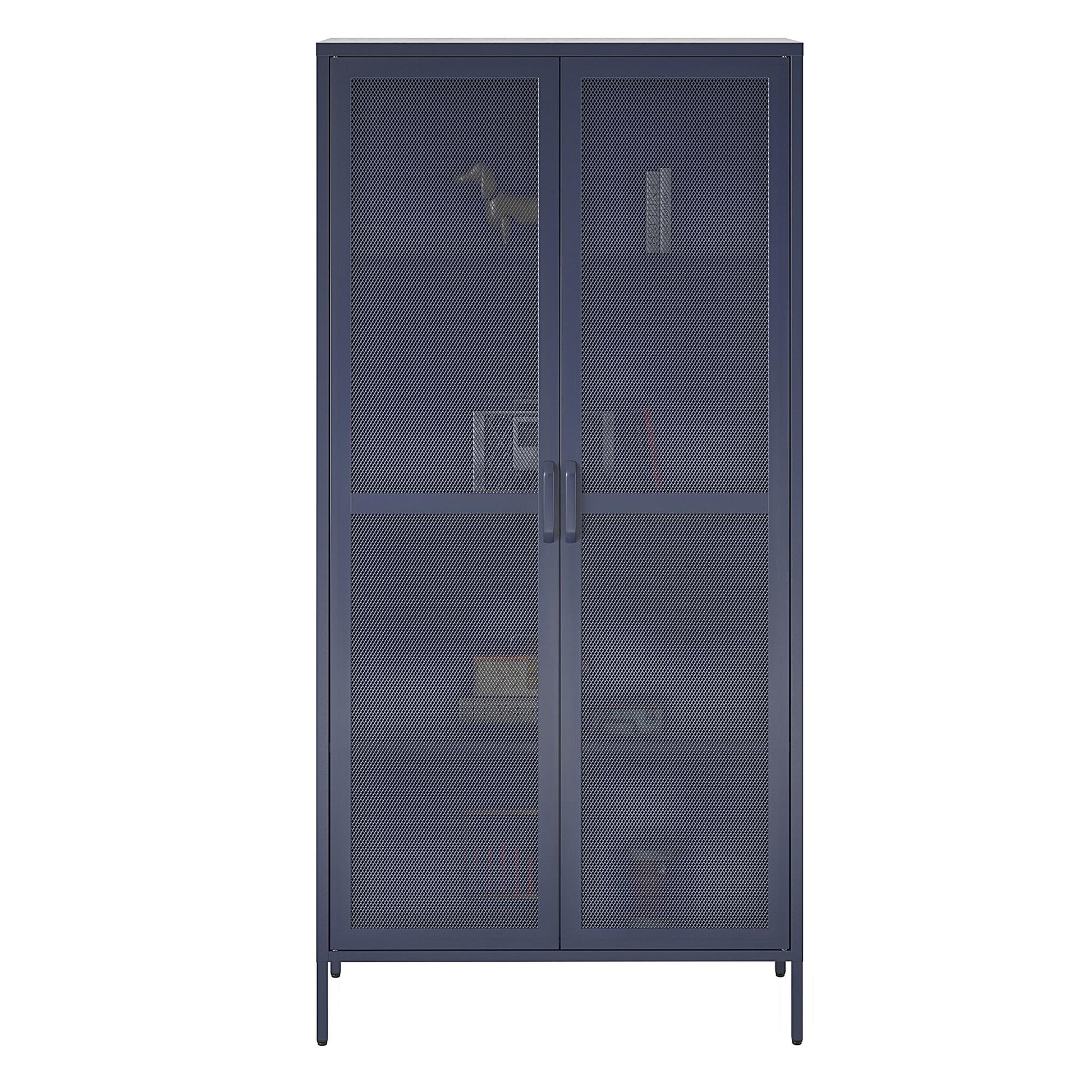 Novogratz Channing Tall 2 Door Storage Cabinet-Mesh Metal Locker - Navy