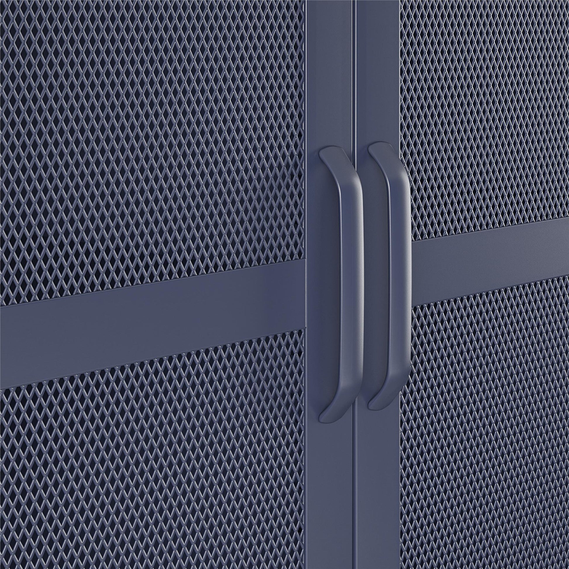 Novogratz Channing Tall 2 Door Storage Cabinet-Mesh Metal Locker - Navy