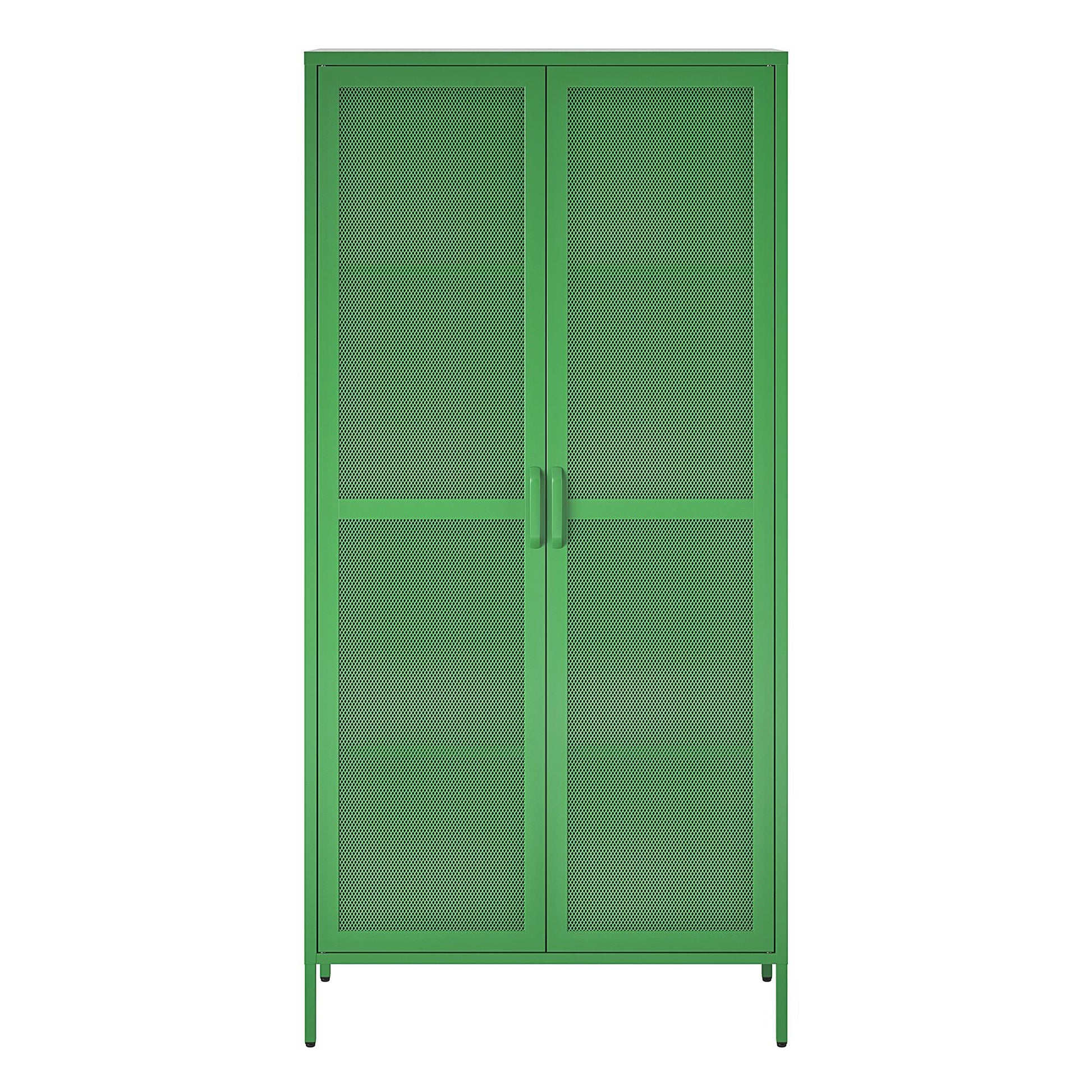 Novogratz Channing Tall 2 Door Storage Cabinet-Mesh Metal Locker - Kelly Green