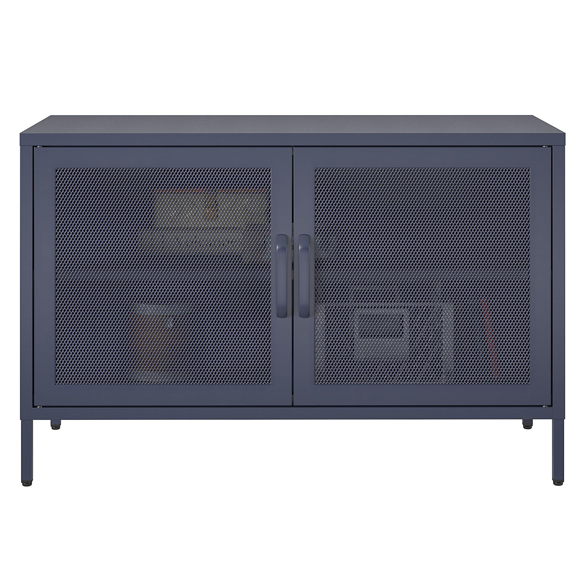 Novogratz Channing 2 Door Storage Cabinet-Mesh Metal Locker - Navy