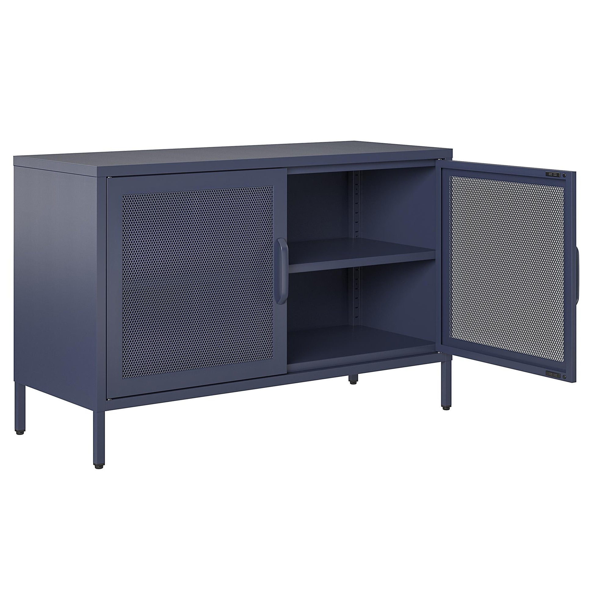 Novogratz Channing 2 Door Storage Cabinet-Mesh Metal Locker - Navy