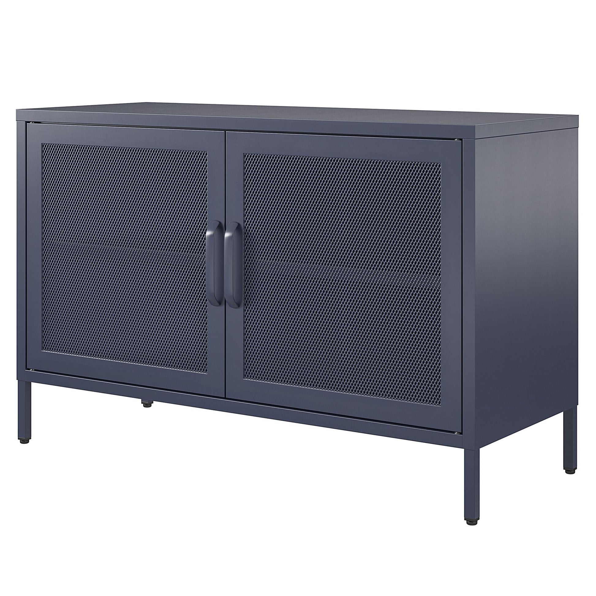 Novogratz Channing 2 Door Storage Cabinet-Mesh Metal Locker - Navy