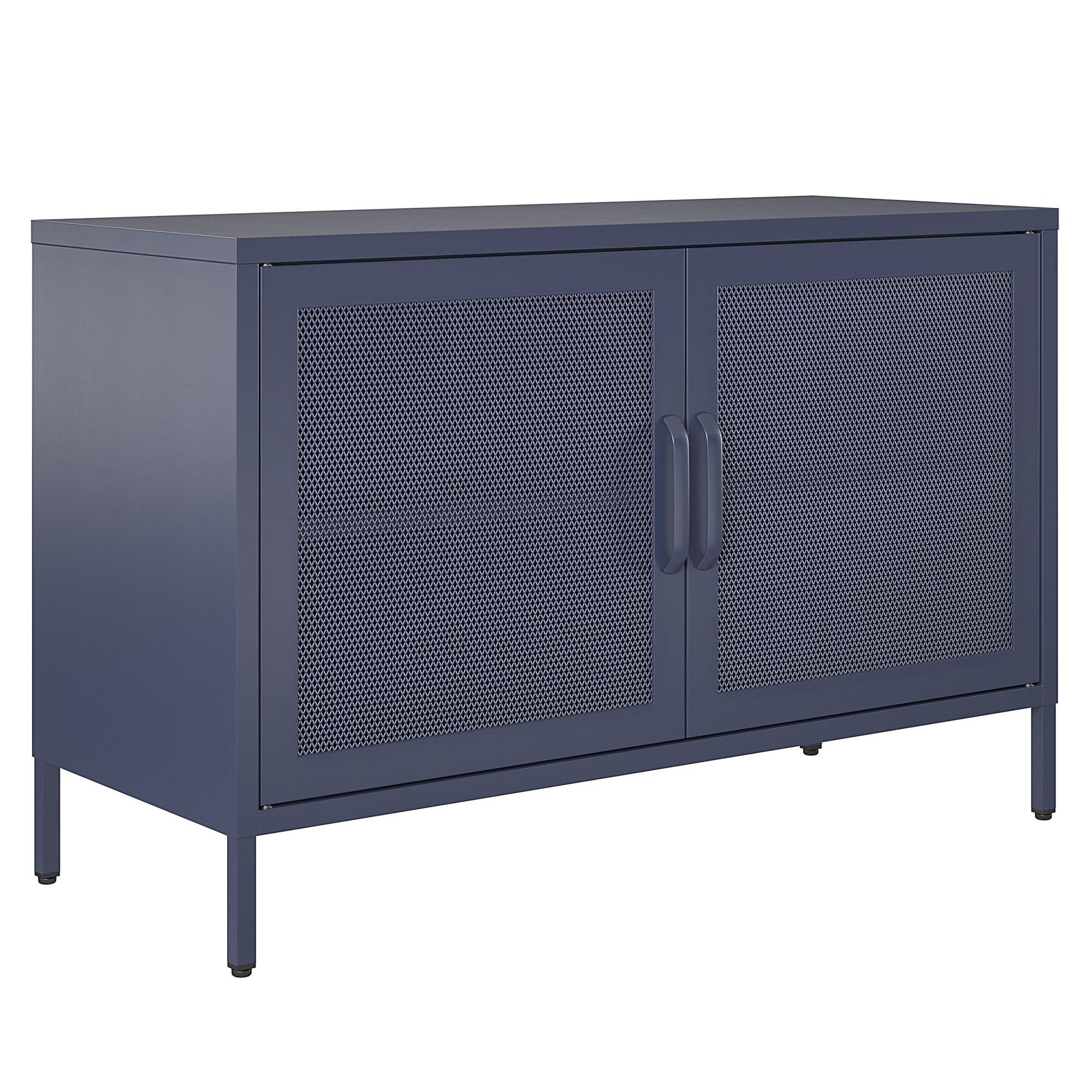Novogratz Channing 2 Door Storage Cabinet-Mesh Metal Locker - Navy