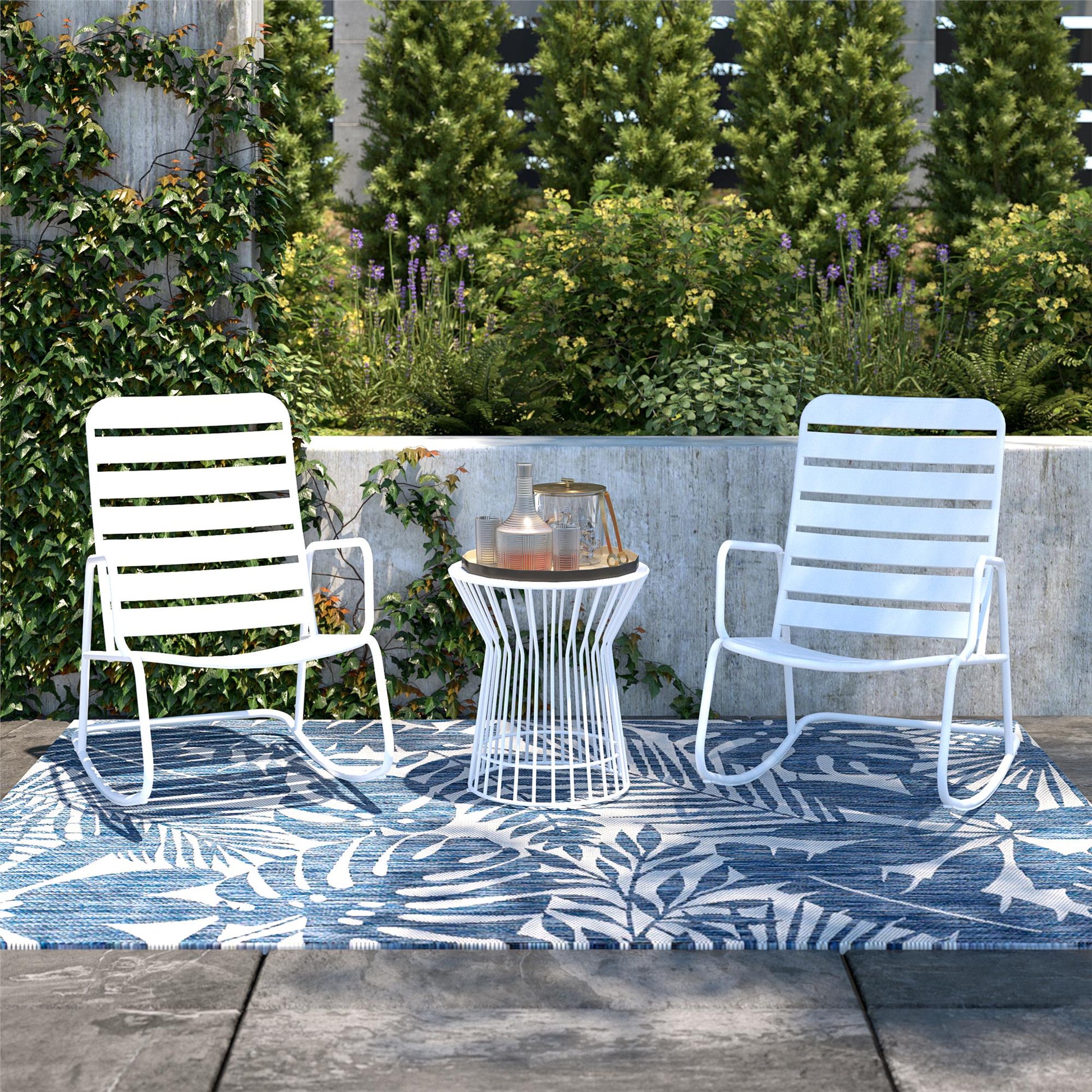 Novogratz Poolside Gossip, Roberta Outdoor/Indoor Rocking Chair, White - White
