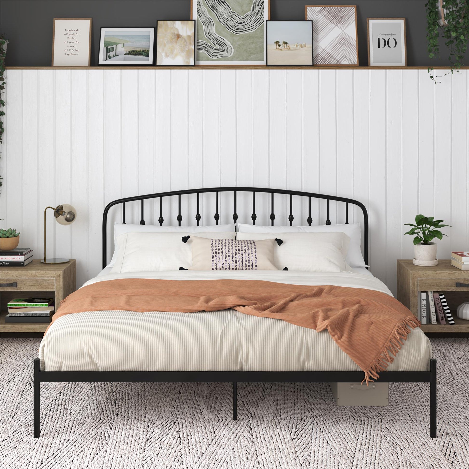 DHP Narla Metal Platform Bed Frame, King, Black - Black - King