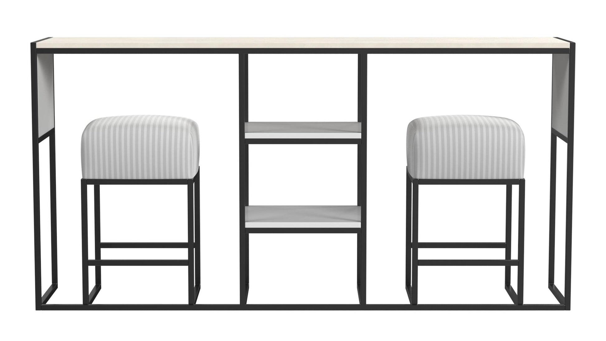 Perry Sofa Table with Stools - White