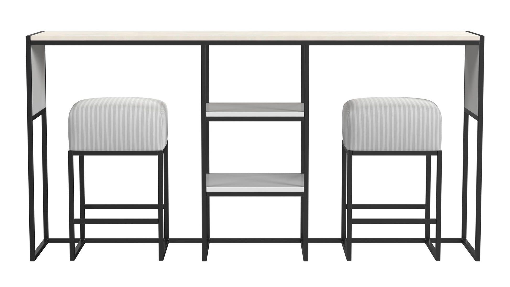 Perry Sofa Table with Stools - White