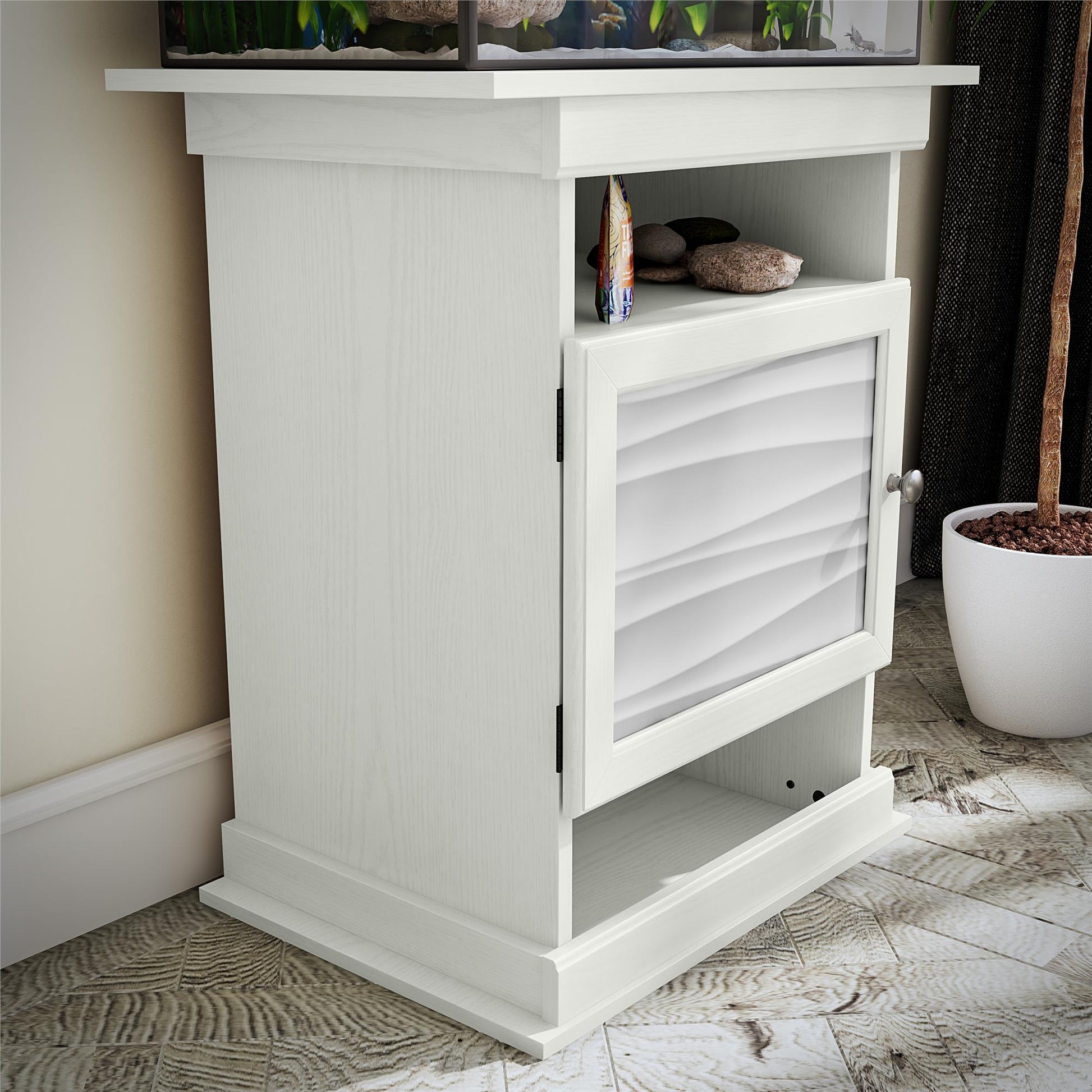 Flipper™ 10/20 Gallon Aquarium Stand - Ivory Oak Faux Wave