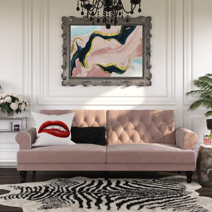 Novogratz Cassidy Upholstered Futon, Blush Velvet - Blush
