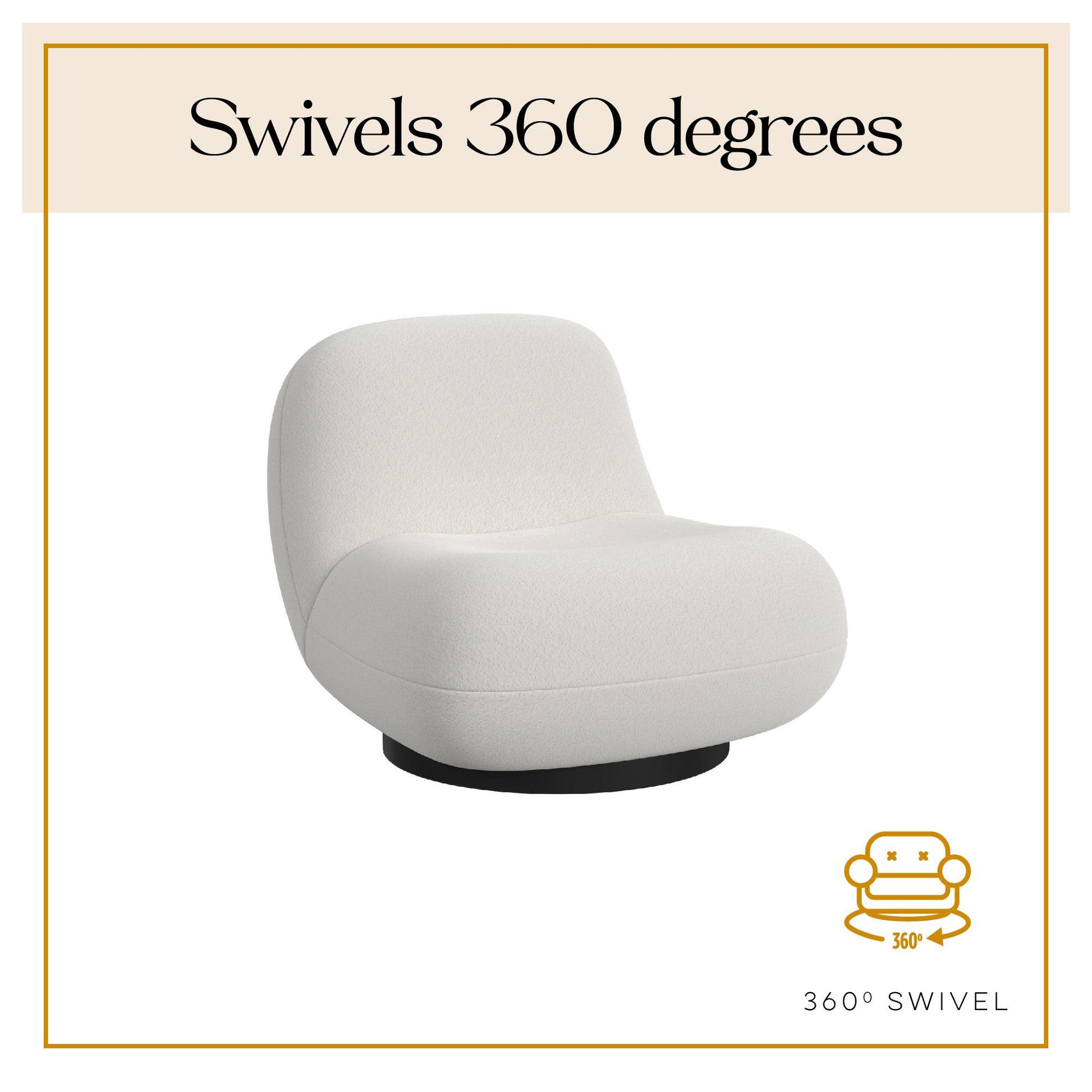 Crosby Boucle Swivel Chair - White