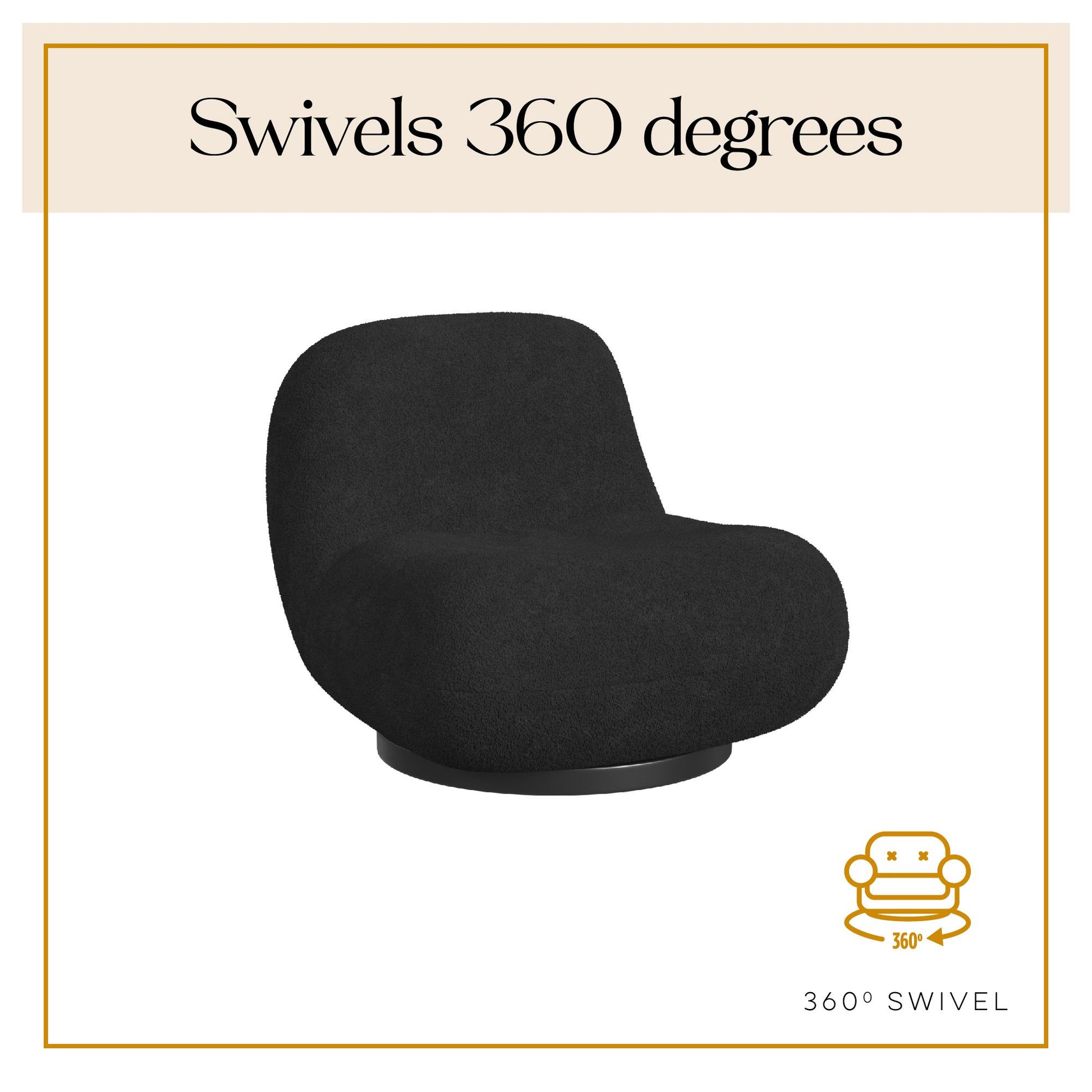 Crosby Boucle Swivel Chair - Black