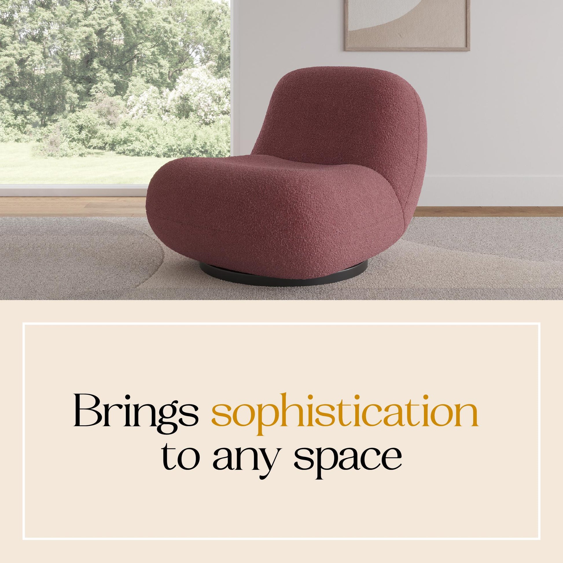 Crosby Boucle Swivel Chair - Berry