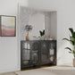 Luna Short 2 Door Accent Cabinet with Fluted Glass - Black