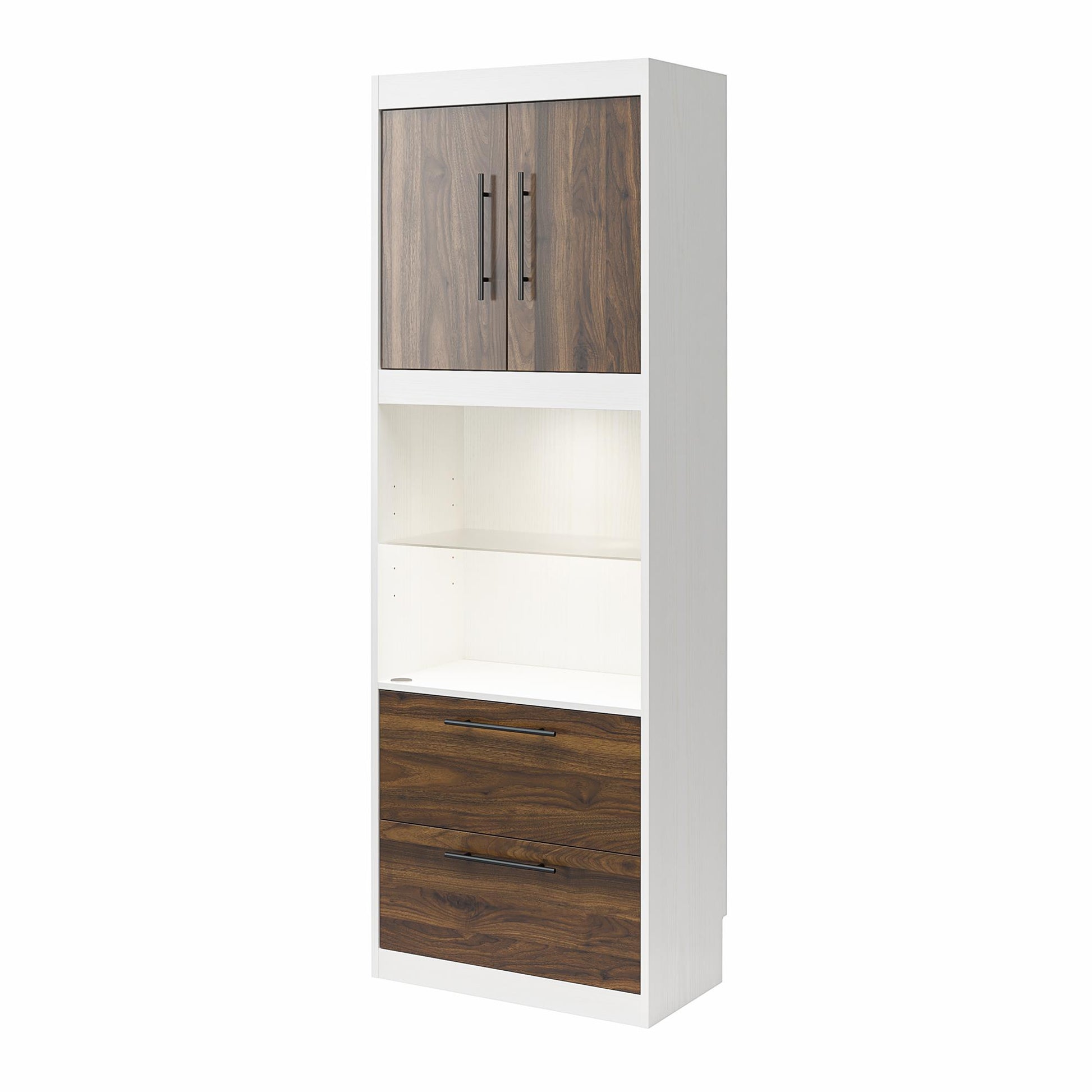 Single Side Cabinet Glass Shelf LED Lighting - Columbia Walnut