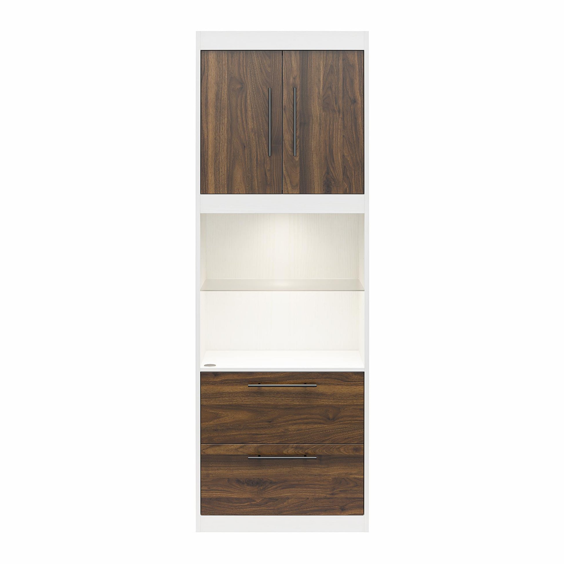 Single Side Cabinet Glass Shelf LED Lighting - Columbia Walnut