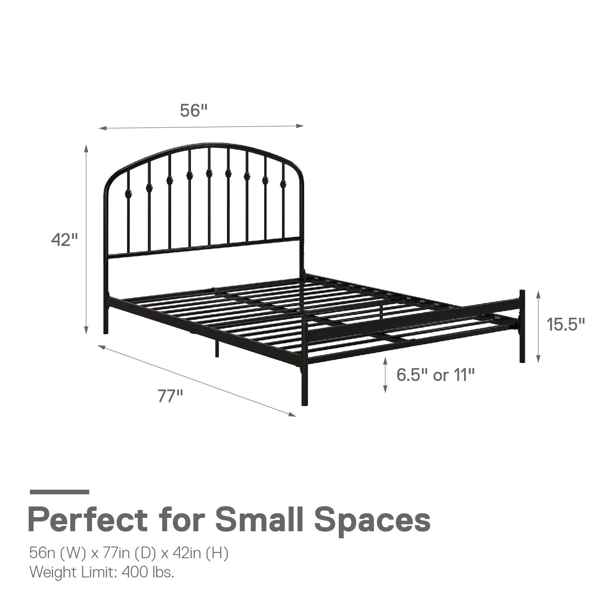 DHP Narla Metal Platform Bed Frame, Full, Black - Black - Full
